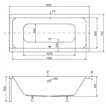 Ванна Besco Quadro 165x75- sanitbuy.pl