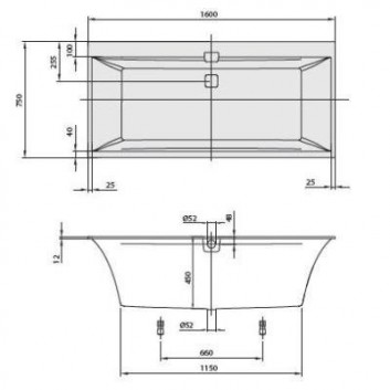 Ванна прямокутна 160x75 cm Quaryl Villeroy & Boch Squaro Edge 12 Duo- sanitbuy.pl