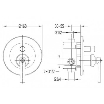 Змішувач для ванни, розташований окре 84 Omnires Armance хром кран 23cm- sanitbuy.pl