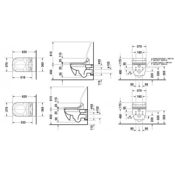 Раковина WC навісна Duravit Happy D.2 Rimless, біла - sanitbuy.pl