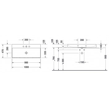 Умивальник на стільницю Duravit DuraSquare 60x47 cm без отвору для змішувача, без переливу біла- sanitbuy.pl