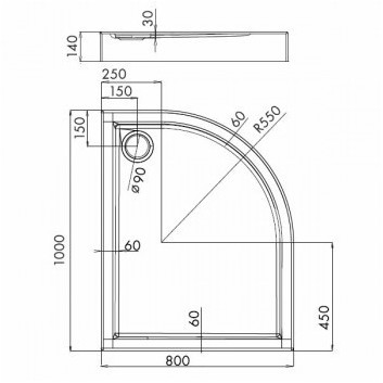 Піддон asymetryczny Novellini Kali R 80x100 cm лівий білий- sanitbuy.pl