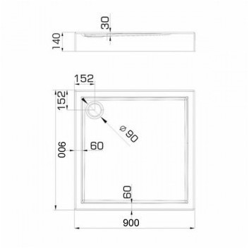 Піддон квадратний Novellini City A 80x80 cm білий- sanitbuy.pl