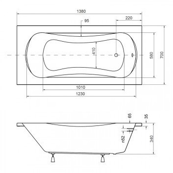 Ванна прямокутна Besco Aria Rehab 120x70 cm, z siedziskiem біла - sanitbuy.pl