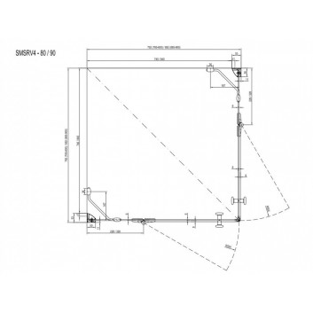 Душова кабіна прямокутна Ravak SmartLine SMSRV4 80x80x190 cm з покриттям AntiCalc, profile хром скло прозорі - sanitbuy.pl