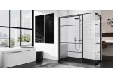 Стінка - Walk-in Novellini Kuadra H Black 80 cm, profil чорний, скло прозорі, малюнок pasy