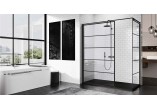 Стінка - Walk-in Novellini Kuadra H Black 140 cm, profil чорний, скло прозорі, малюнок pasy