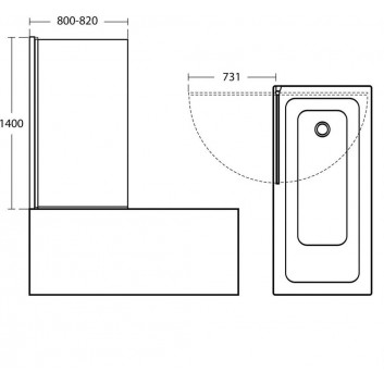 Ширма для ванни Ideal Standard Connect прямокутний 80x140, срібний профіль, прозоре скло- sanitbuy.pl