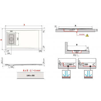 Піддон прямокутний Novellini Novosolid 180x90x3,5cm, білий мат. - sanitbuy.pl