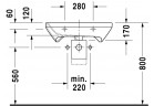 Умивальник Duravit DuraStyle Vital Med без переливу з полицею для змішувача 65x57cm, біла