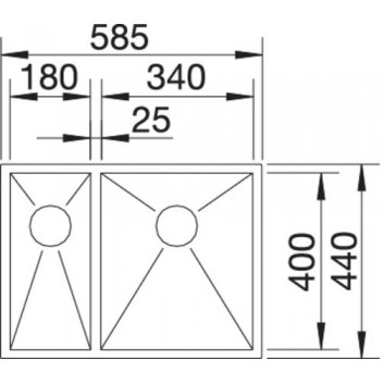 Zlewozmywak сталевий półtorakomorowy Blanco Zerox 340/180-U 58,5x44 cm підвісний права komora без автоматичного корка, сталевий - sanitbuy.pl