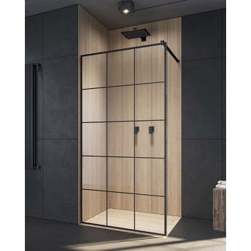 Душова кабіна Walk-In Radaway Modo New Black II Factory 90, скло прозоре, wys. 200cm, profil чорний- sanitbuy.pl