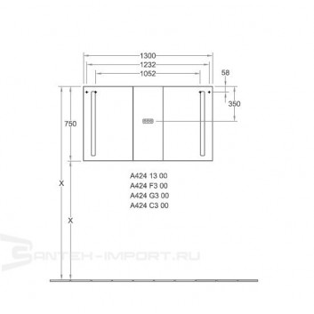 Шафка Villeroy&Boch My View із дзеркалом i oświetleniem 130x75cm- sanitbuy.pl