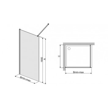 Душова стінка Sanplast TX Walk-In 110x190 cm, срібний профіль блискучий, скло прозорі- sanitbuy.pl