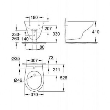 Bidet Grohe Bau Ceramic, підвісний, білий