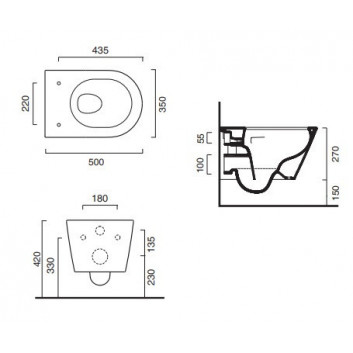 Раковина wc навісна Catalano Zero New Flush, 50x35, bezrantowa, білий