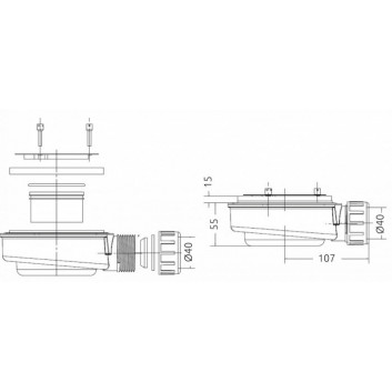 Сифон Radaway, злив Ø 40 mm, czyszczony od góry