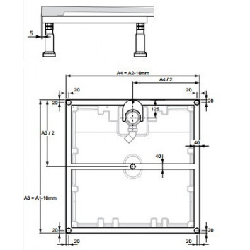 Стелаж Huppe EasyFlat dla піддону o wymiarach 90x90cm