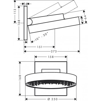 Верхній душ Hansgrohe Rainfinity 250 1jet, діаметр 25cm, чорний мат.