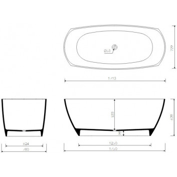 Ванна Marmorin Isar плавно підлогова 1750x780x638 mm