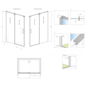 Двері душові Radaway Nes KDS II 120, ліве, 1200x2000mm, срібний profil