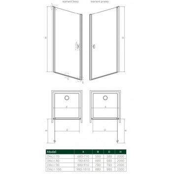 Фронт для душової кабіни Radaway Nes 8 Black KDS I 140, двері ліве, скло прозоре, 1400x2000mm, чорний profil