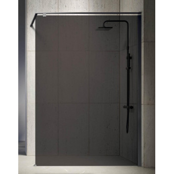 Стінка walk-in Novellini Kuadra H Fume, 90x200cm, скло szare, чорний profil