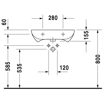 Умивальник настінний Duravit D-Code Med, 65x50cm, otwór pod baterię, без переливу, біла