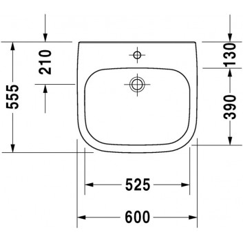 Умивальник настінний Duravit D-Code Vital, 60x56cm, otwór pod baterię, z переливом, біла