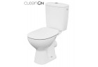 Kompakt WC Cersanit Arteco CleanOn, bezkołnierzowa раковина, 66,5x36cm, polipropylenowa сидіння з мікроліфтом, злив горизонтальний, doprowadzenie wody z boku, білий