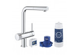 Комплект startowy Grohe Blue Pure зі змішувачем kuchenną Minta у формі L, filtrowanie wody, висувний злив, хром