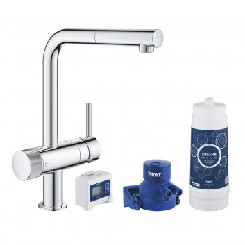 Комплект startowy зі змішувачем kuchenną Grohe Blue Pure Minta, filtrowanie wody, висувний злив, хром