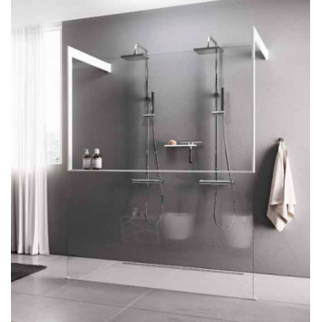 Душова стінка Walk-In Novellini Kaudra HF, 114cm, з вішаком для рушника, білий профіль мат.