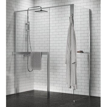 Душова стінка Walk-In Novellini Kaudra HF, 154cm, з полицею, profil чорний мат.