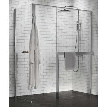 Душова стінка Walk-In Novellini Kaudra HF, 154cm, з полицею, profil чорний мат.