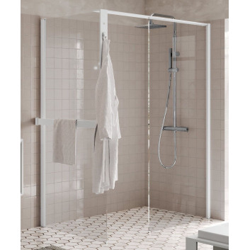 Душова стінка Walk-In Novellini Kaudra HF, 154cm, з полицею, profil чорний мат.