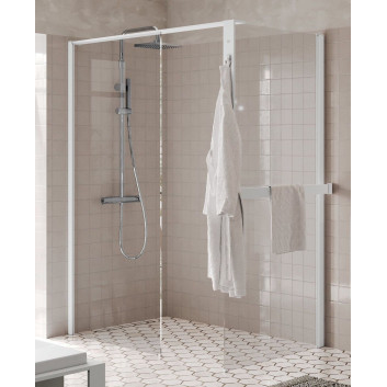Душова стінка Walk-In Novellini Kaudra HF, 154cm, з полицею, profil чорний мат.
