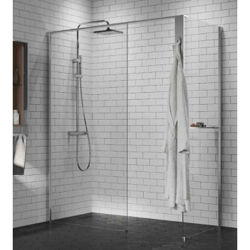 Душова кабіна Walk-In Novellini Kaudra H+H Frame, 120x70cm, правий варіант, з полицею, білий профіль мат.