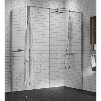Душова кабіна Walk-In Novellini Kaudra H+H Frame, 180x100cm, правий варіант, з вішаком для рушника, білий профіль мат.