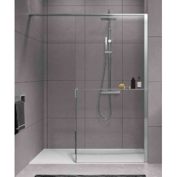 Душова кабіна Walk-In Novellini Kaudra H+H Frame, 180x100cm, лівий варіант, з полицею, profil чорний мат.