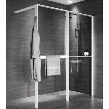Душова стінка Walk-In для ніши Novellini Kaudra HN Frame, 180x200cm, правий варіант, білий профіль мат.