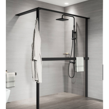Душова стінка Walk-In Novellini Kaudra HWL Frame, 220x200cm, правий варіант, z 2 półkami, білий профіль мат.