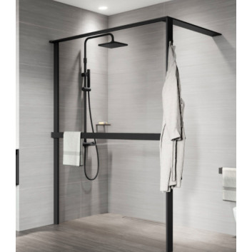 Душова стінка Walk-In Novellini Kaudra HWL Frame, 220x200cm, правий варіант, z 2 półkami, білий профіль мат.