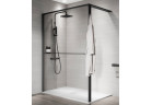 Душова стінка Walk-In Novellini Kaudra HWS, 140x200cm, лівий варіант, з полицею, profil чорний мат.