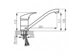 Змішувач для кухонних раковин Ferro One, підлогова, кран 201mm, хром
