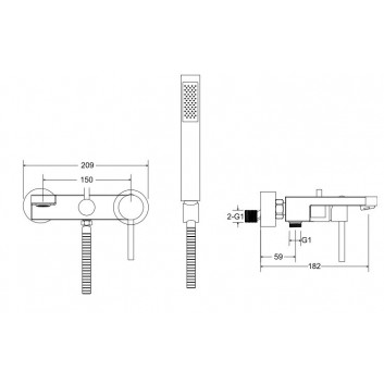 Змішувач для умивальника Besco Decco, прихований, кран 180mm, хром