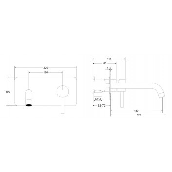 Змішувач для умивальника Besco Decco, прихований, кран 180mm, хром