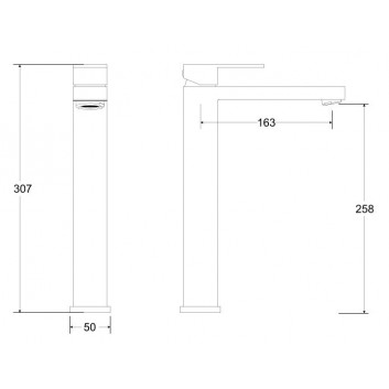 Змішувач для умивальника Besco Illusion II, підлогова, висота 264mm, хром