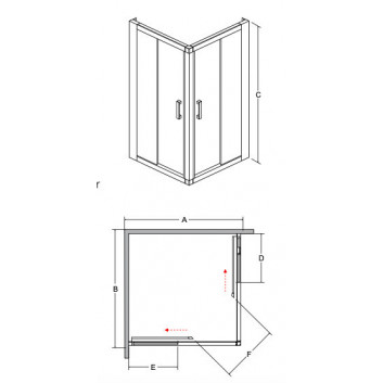 Душова кабіна kwadrotowa Besco Modern 185, 80x80cm, скло прозоре, profil хром