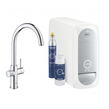 Комплект Grohe Blue Professional, jednostka chłodząca зі змішувачем у формі C, do wody gazowanej, obracana кран, хром 